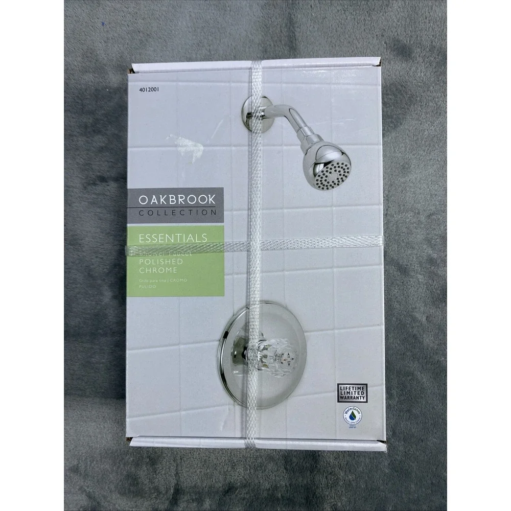 OakBrook Essentials Shower Faucet Acrylic One Handle Chrome 832X-0501 1.8GPM NEW